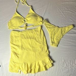 Yellow 3 piece bikini set